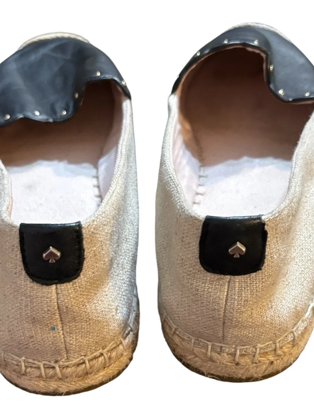 kate spade Black and Cream Scalloped Espadrille Flats